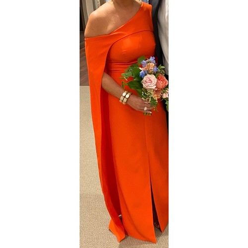 Halston orange fitted cape - halston,