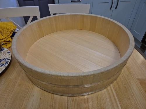 Large wooden mixing bowl sushi - wooden,