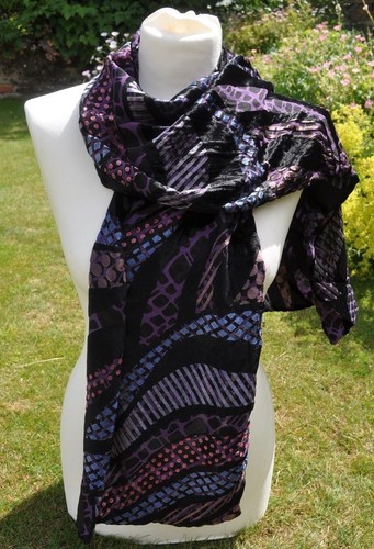 Long scarf reversible - , silk