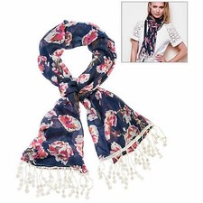 Scarf Floral with crochet edge
