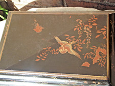 Lockable Antique Japanese Black Lacquered Jewellery box  with lift out tray