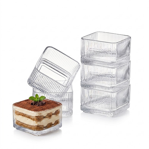 Ribbed glass dessert - ribbed,