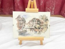 VINTAGE SMALL WOODEN EASEL WITH MINIATURE PICTURE