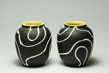 Pair of Vintage German Vases Eckhardt & Engler Yellow Interior - Herbert Reusch