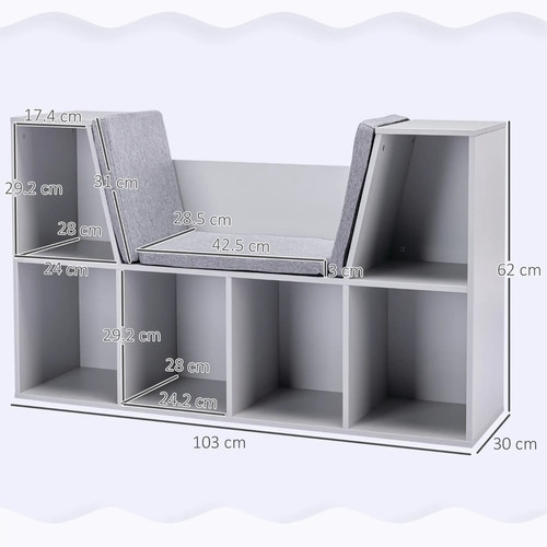 Grey kids bookshelf toy - grey,