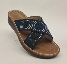 LADIES CLASSY COMFORT MULE IN NAVY BLUE WITH DIAMONTE DETAIL CHOP OUT DESIGN NEW