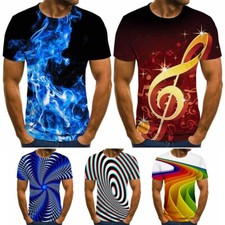 Neck T Shirt Men's Clothes Tops Short Sleeve Shirt Fashion Picture 3D Print
