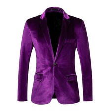 Men Solid Velvet Wedding Coat