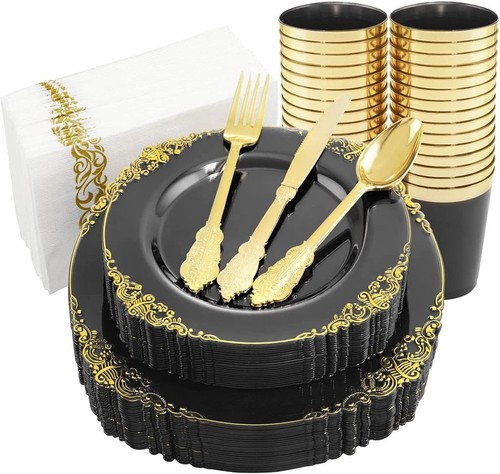 Black gold plastic - plastic, plates