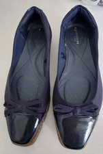 TU Navy Patent Flat Shoes UK 7