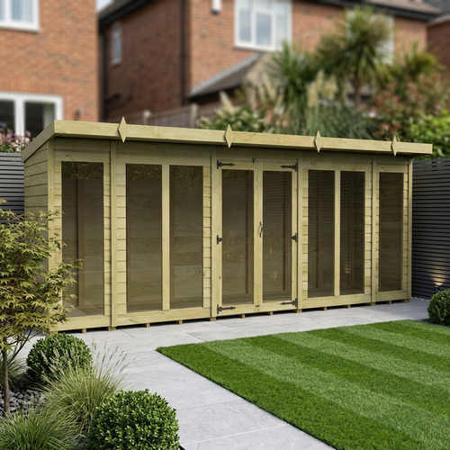 Pent full glass summer house - full,