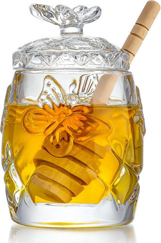 Glass honey jar with - jar,
