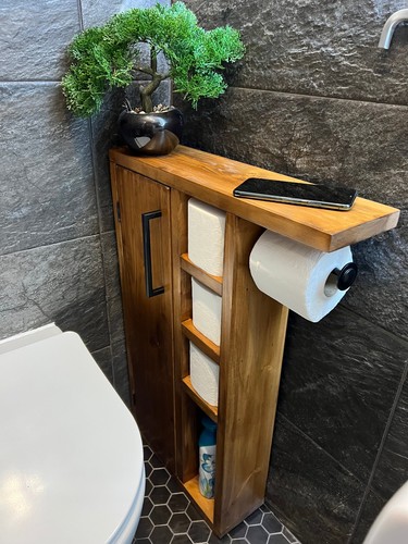 Rustic wood toilet - wood, roll