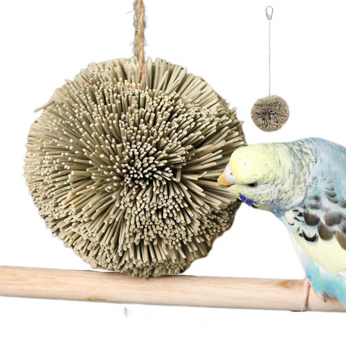 Natural parrot grass ball toy - natural,