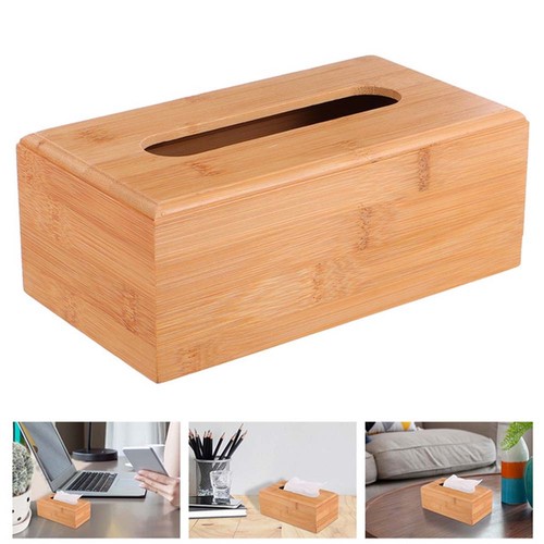 Square wooden tissue hanky box - tissue,