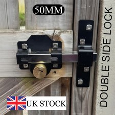 Gate Lock Garden Security Double Bolt Rim Lock with 5 Keys 50mm