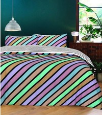 'Oxford Stripe' duvet set.Colourful Stripes. B/W Striped Reverse. Bright Colours