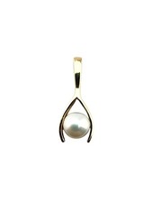 14 Karat Yellow Gold Wishbone Pearl Pendant #23161