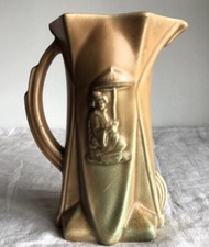 Large Delcroft Ware England Brown Art Deco Geisha Jug.