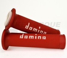 Genuine Domino Red & White Motorcycle Road Racing Grips for Oset Bikes