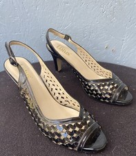 Lotus Size 4.5 Black Patent Heel Sandals Open Toe Gorgeous Wedding Evening Shoes