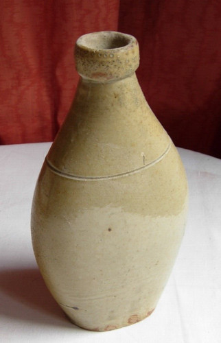 Flat unmarked stoneware salt - stoneware,