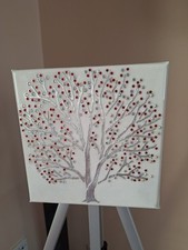 Sparkling Cherry Tree Wall Canvas, Gold, Embellished With Crystals. Memo Present