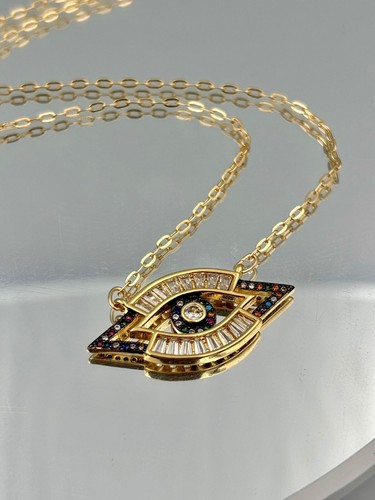 Pave evil eye - necklace, turkish