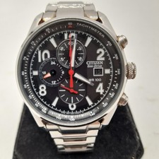 Citizen CA0368-56E Chronograph Eco-Drive Mens Watch Silver Black Face (#H1/04)