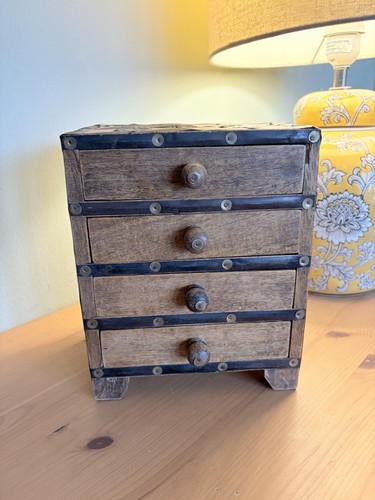 Vintage wooden miniature chest - miniature,
