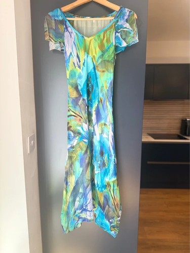 Blue green floral - blue,