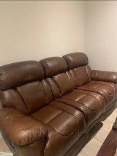 Leather Sofa With 1 Recliner And A Single Chair
