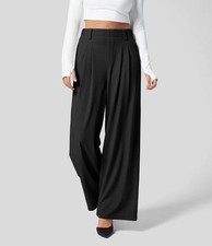 NEW High Waisted Pocket Wide Leg Waffle Casual Pants Wide Leg Pants UK