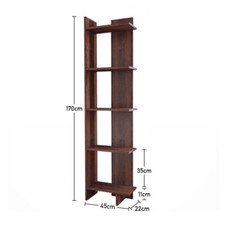 Tall Bookcase Shelf 5 Tiers Narrow Display Unit Bookshelf Storage Furniture Unit