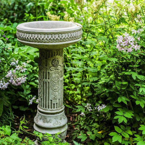 Stone garden bird bath tall - stone,