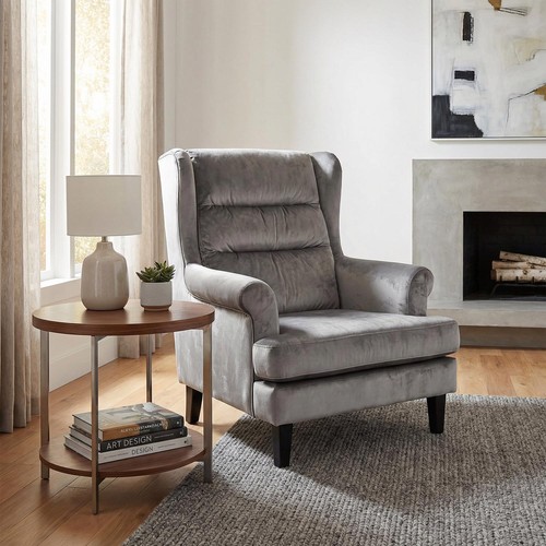 Armchair velvet ribbed back - armchair,