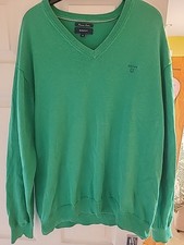 Mans Mens Gant Xxl Jumper Premium Cotton Green V Neck