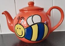 Fun Whittard Bumble Bee "Bouncing Pig" Orange Teapot Clean Good Pourer 6"H × 8"W