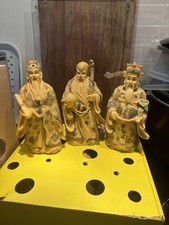 Resin Figures of Chinese Gods Fu, Lou,Shou Set of 3 Fortune,Prosperity,Longevity