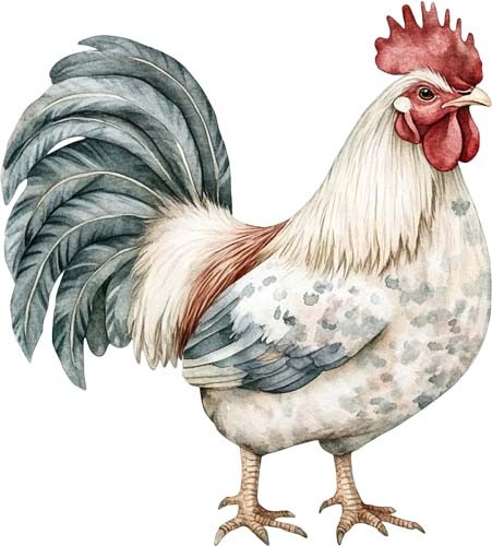Watercolour rooster kitchen - rooster,