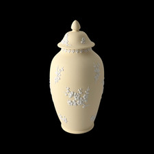 Wedgwood Jasperware Handcrafted Primrose Yellow Feat. Prunus Jar Vase Urn , 22cm