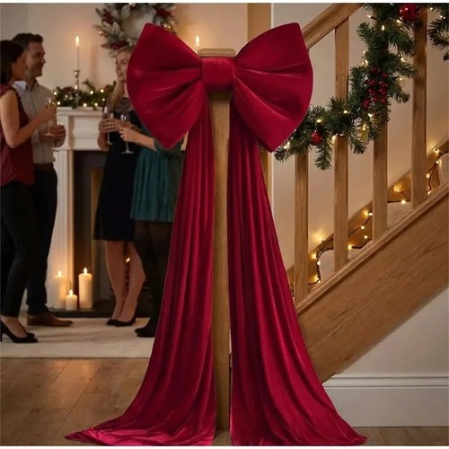 Large velvet christmas bow - large,