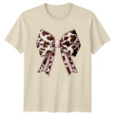 Cow Print Bow Tie Womens Tee