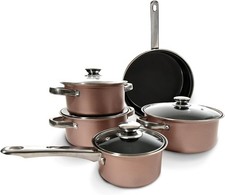 Carter & Clay Black 9 Piece Non-Stick Cookware Set Black/Grey/Copper/Rose Gold
