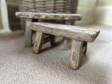 Reclaimed Small Petite Elm Rustic Wooden Farmhouse Stool