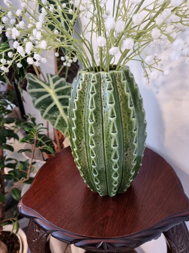 Green ceramic cactus vase - cactus,