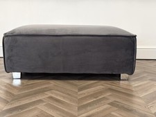 Luxury Large Footstool in Plush Velvet Sloane | Grey/Truffle Colour | EX DISPLAY