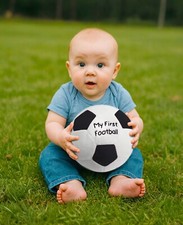 Black My First Football Baby Soft Toy & Rattle Baby Gift Baby Shower Gift