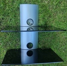 2 Tier Wall Shelf Mount Glass Floating DVD Player Console