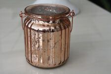 2 x COPPER MERCURY GLASS JAM JAR STYLE CANDLE TEA LIGHT HOLDERS COPPER HOOK